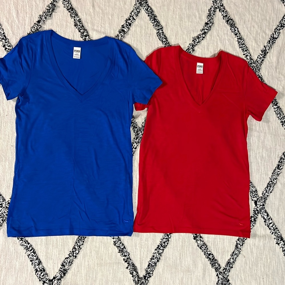 Two PINK Victoria’s Secret  tees size L